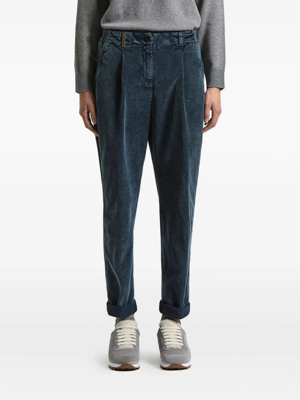 Peserico 800-line corduroy pleated trousers | Blue | Image 1
