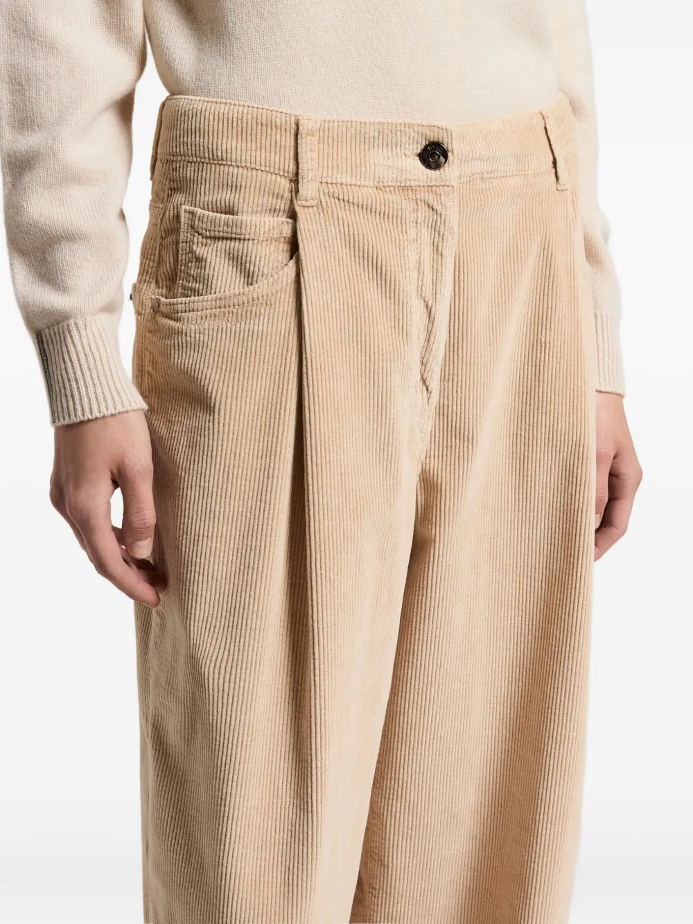 Peserico Ribfluwelen broek Beige