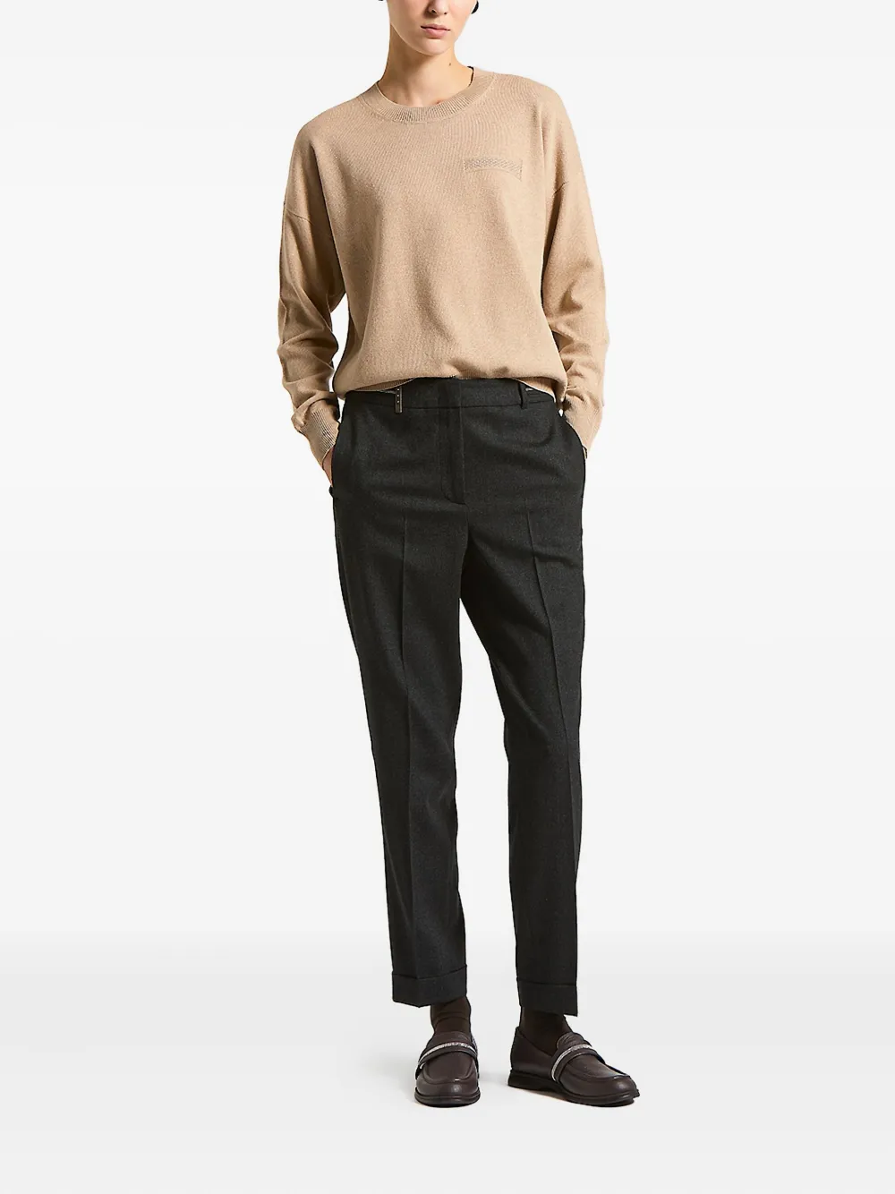 Peserico Gebreide trui met zak Beige