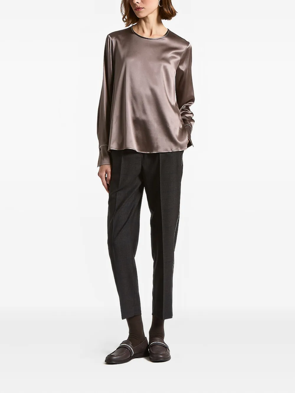 Peserico Trainingsbroek met elastische tailleband - Bruin