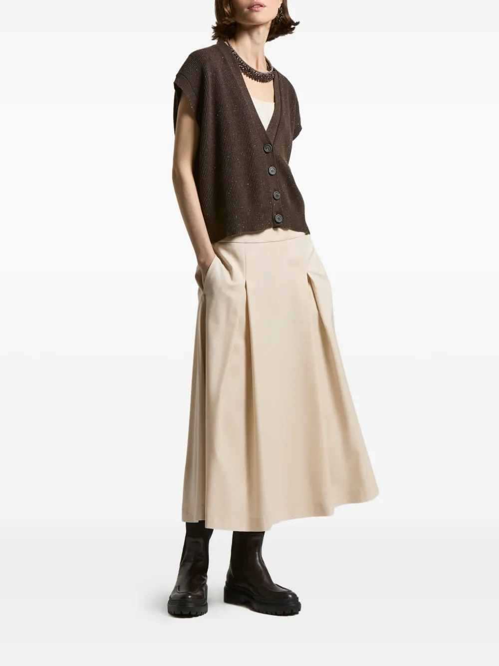 Peserico pleated midi skirt - Beige