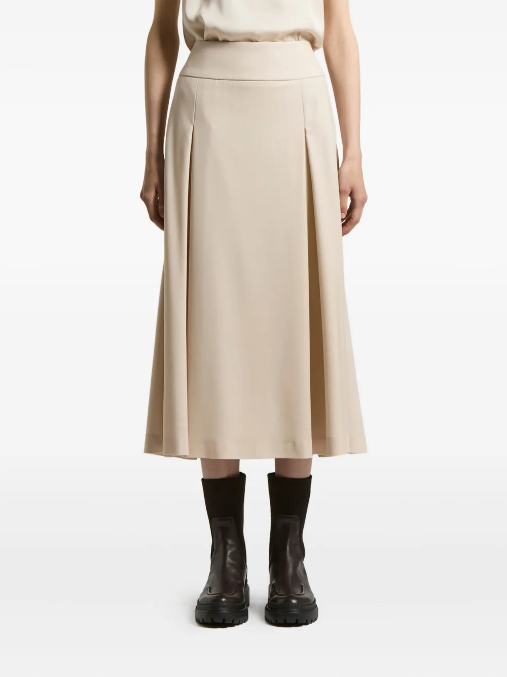 Peserico Pleated Midi Skirt In Neutral
