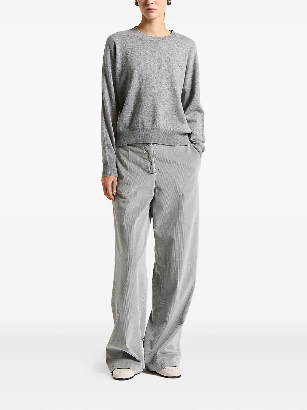 Peserico Broek met ribfluwelen textuur - Grijs