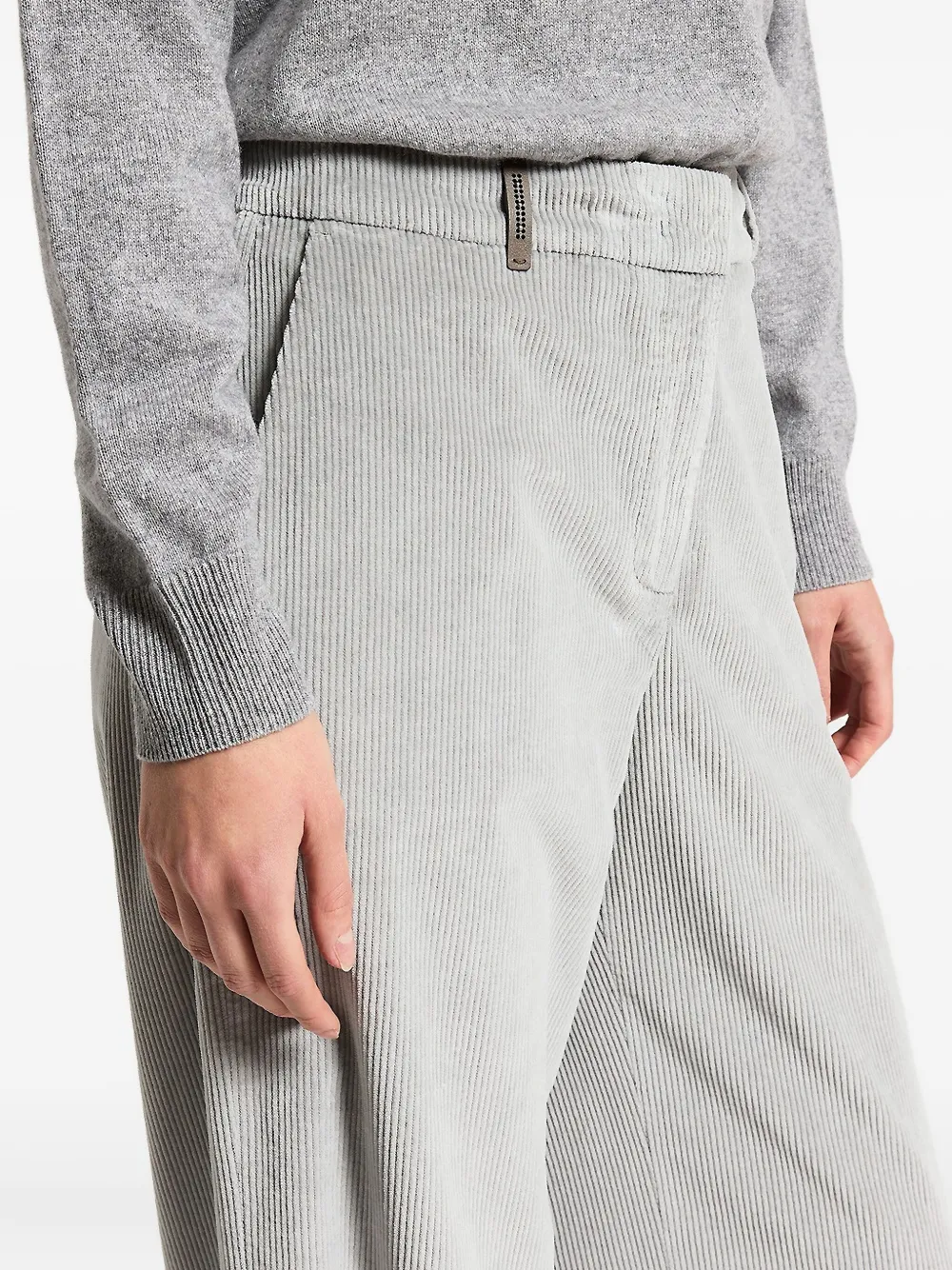 Peserico Broek met ribfluwelen textuur Grijs