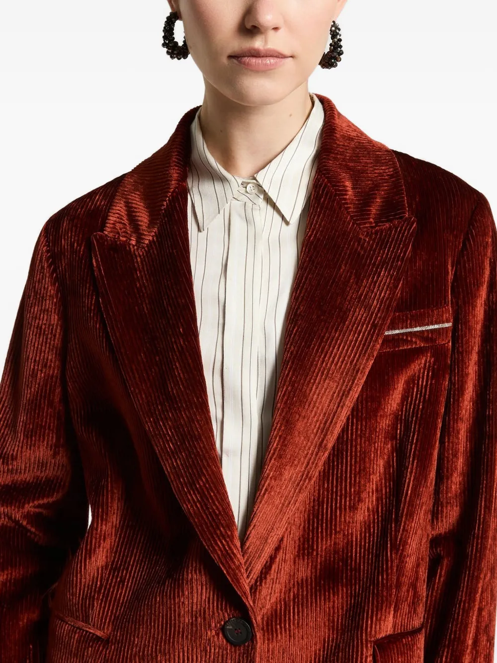 Peserico Corduroy Single-breasted Blazer In Burgundy