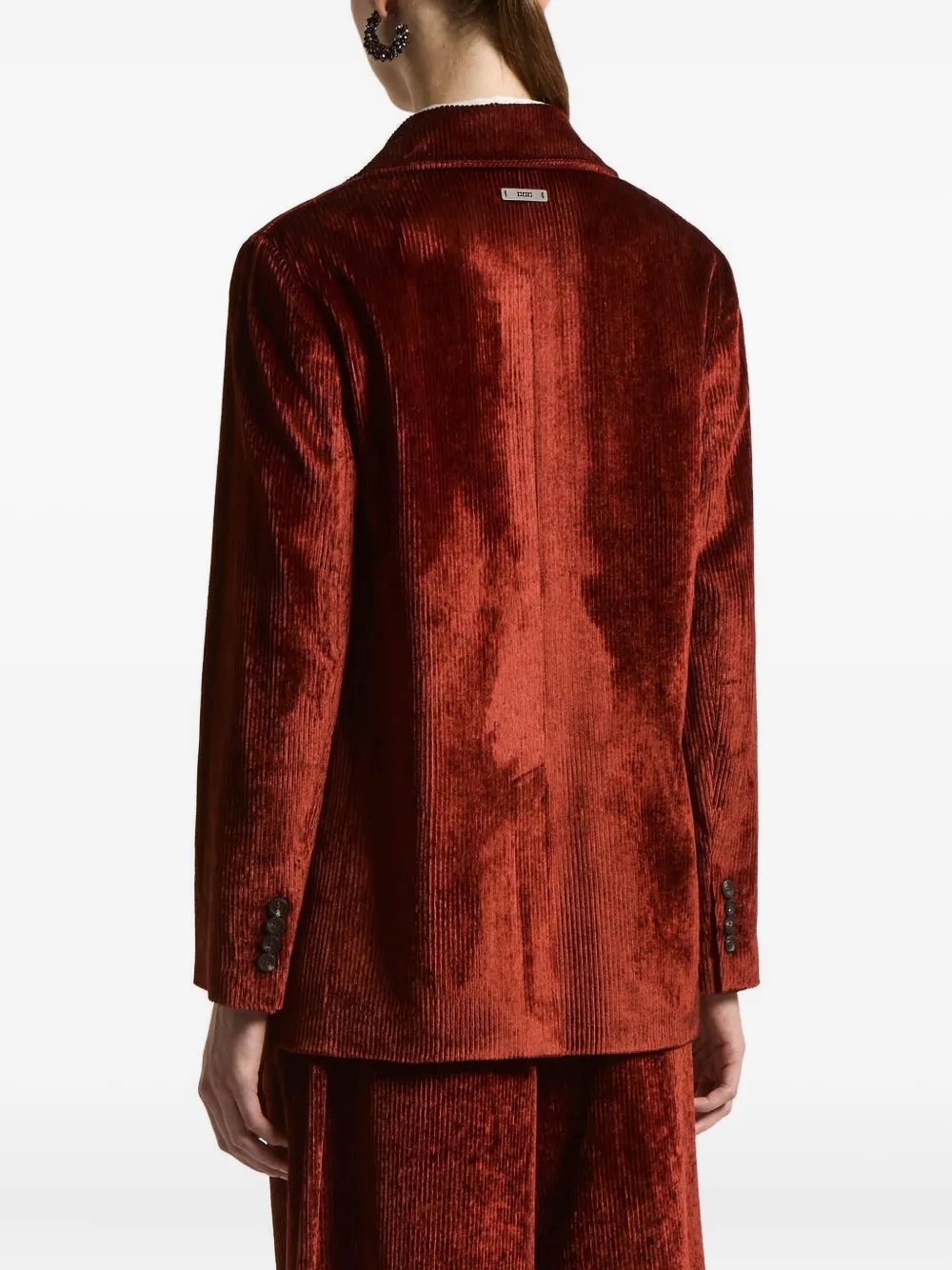 Peserico Corduroy Single-breasted Blazer In Burgundy