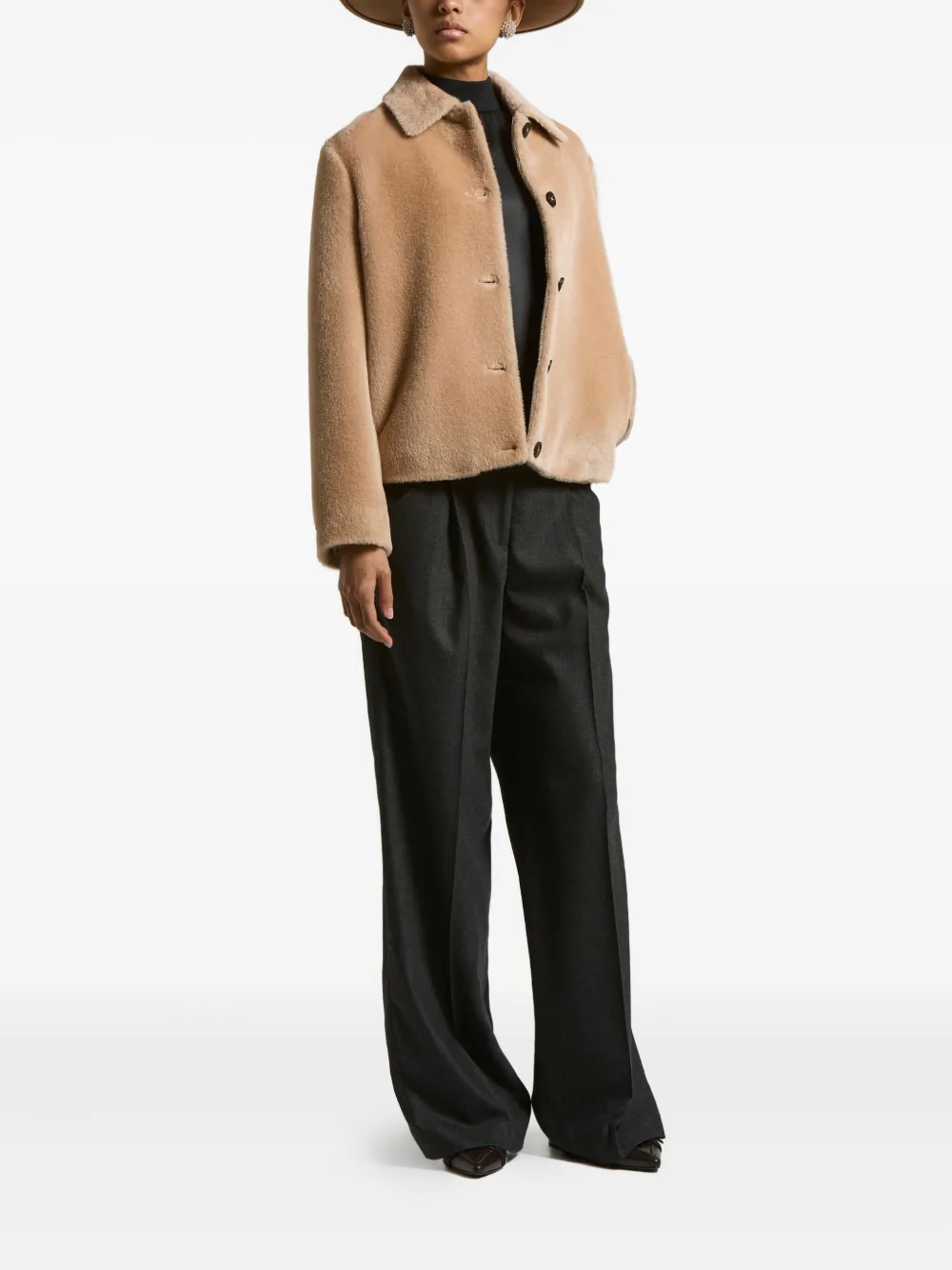 Peserico button-fastening collared jacket | Faux Fur & Shearling Jackets | Image 2