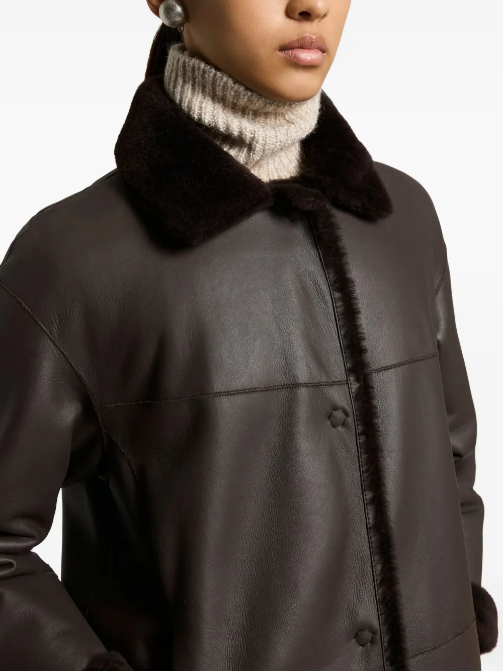 Peserico Faux Fur-collar Coat In Multi