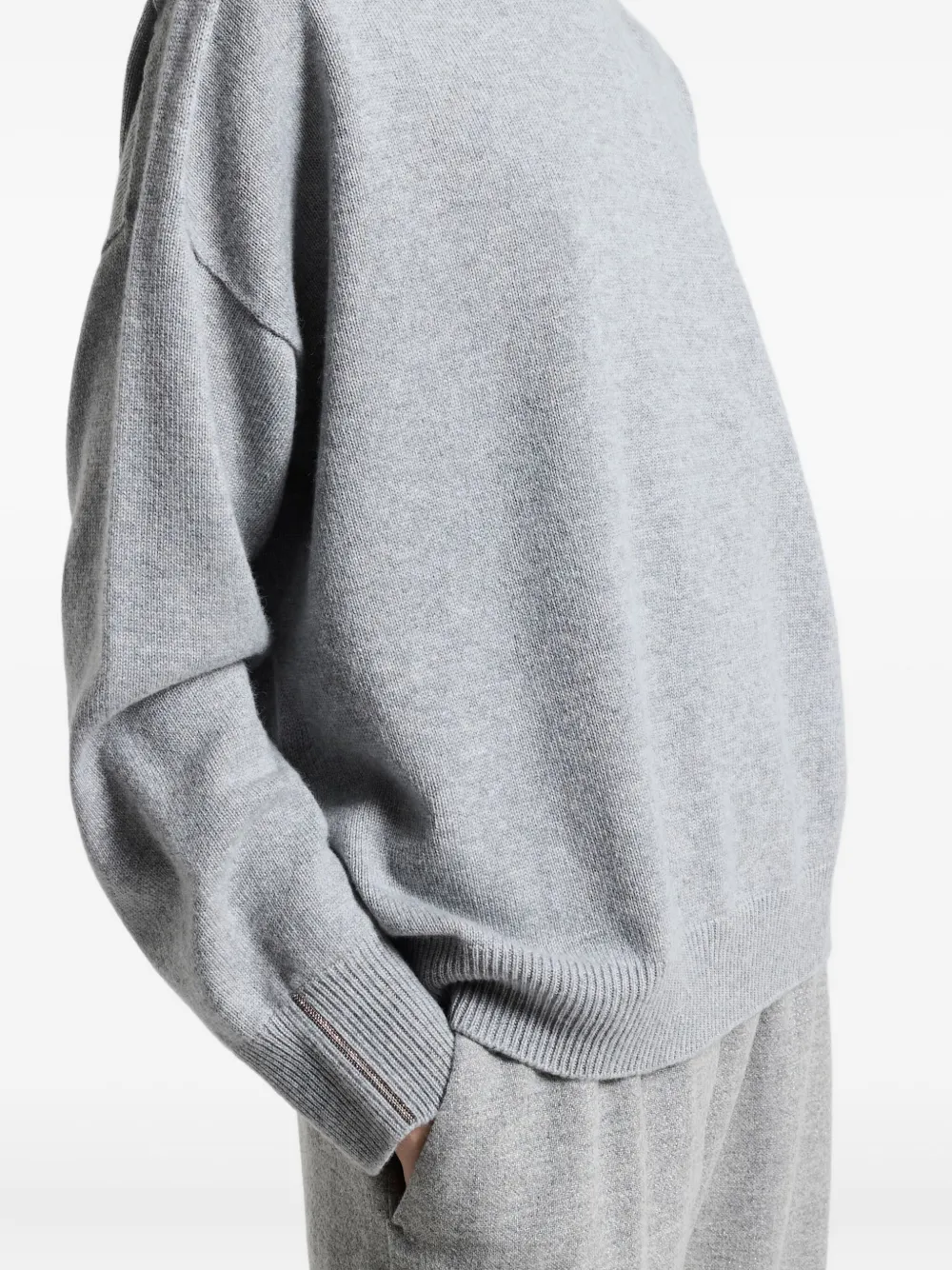 Peserico Round-neck Cashmere Sweater In Gray