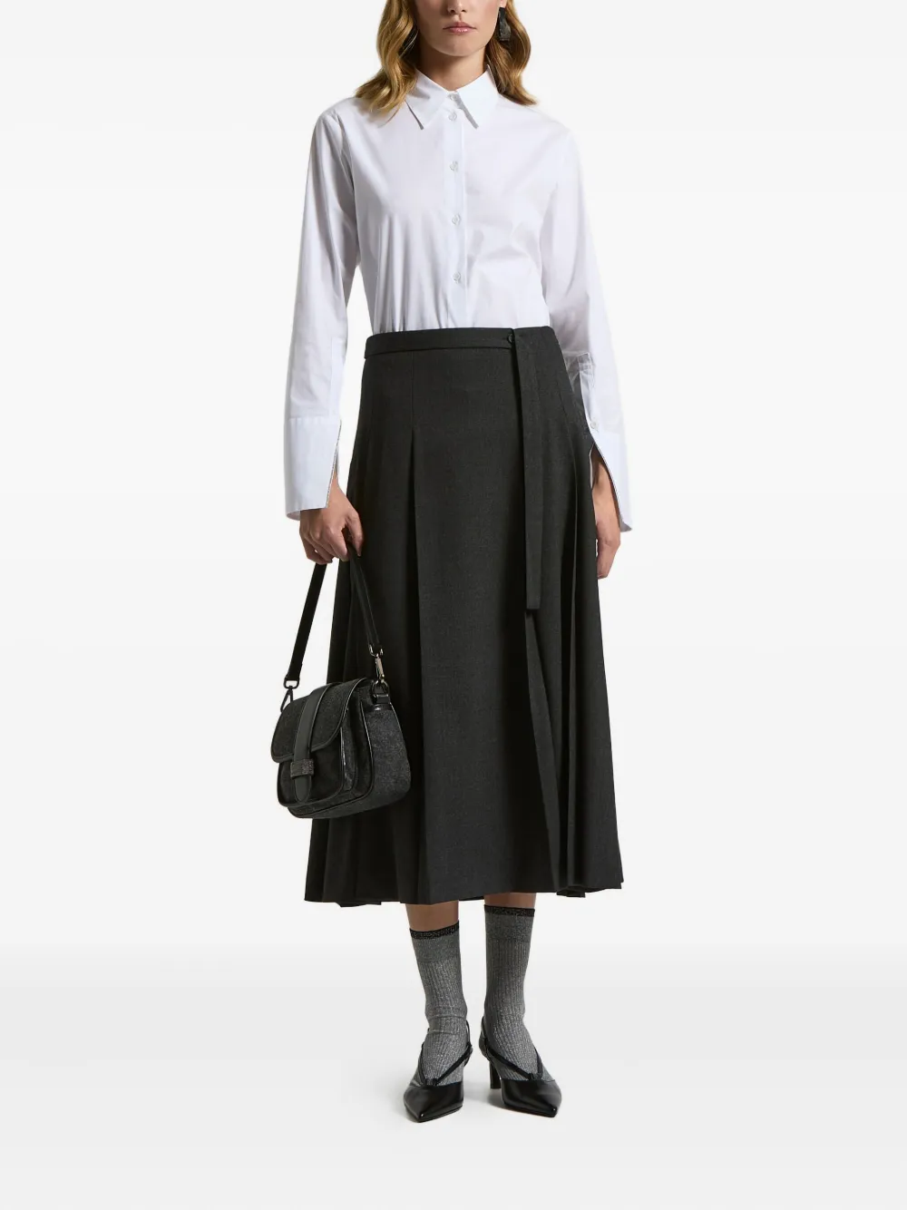 Peserico pleated midi skirt - Grijs