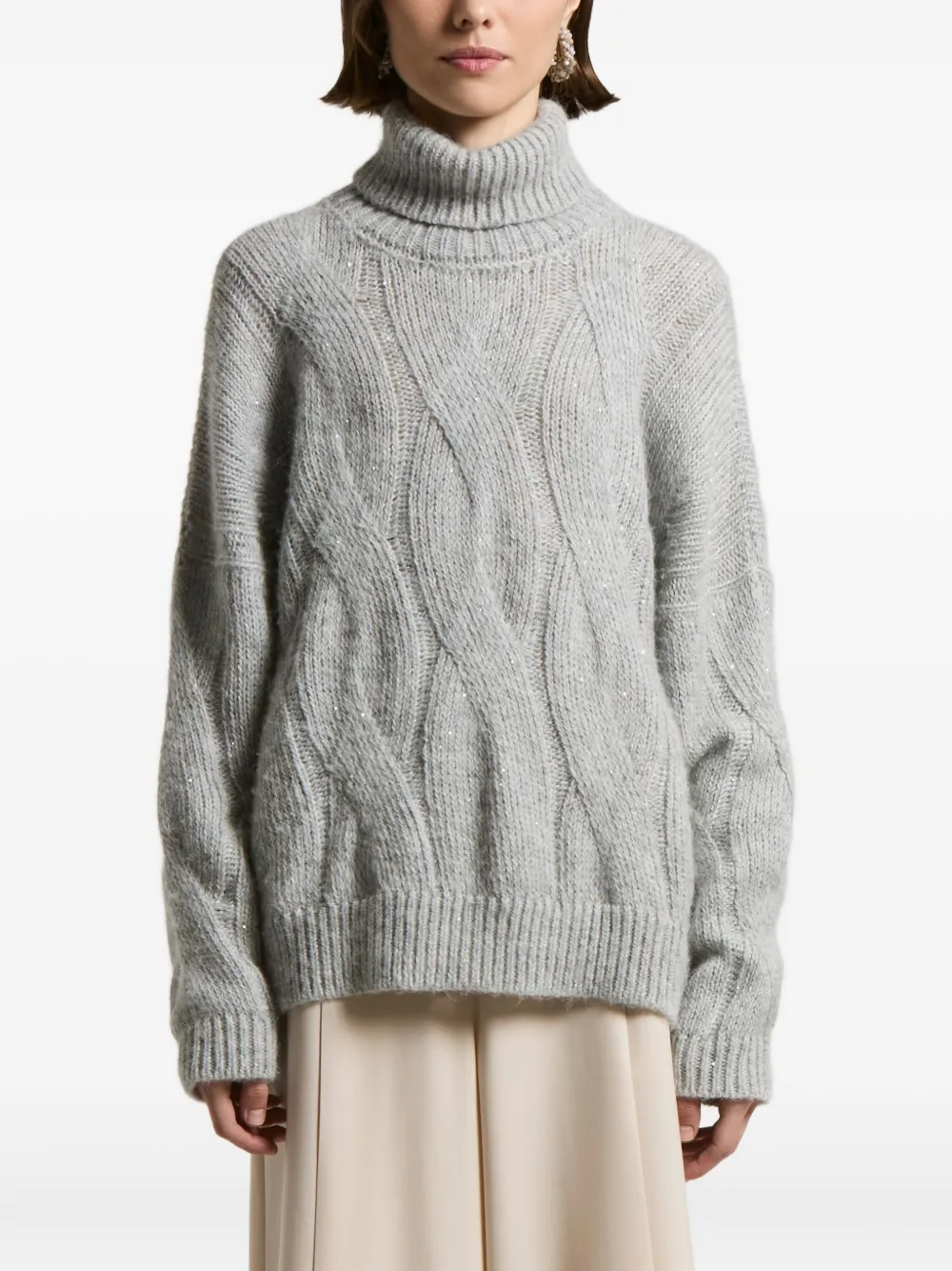 Peserico cable-knit turtleneck sweater | Grey | Image 1