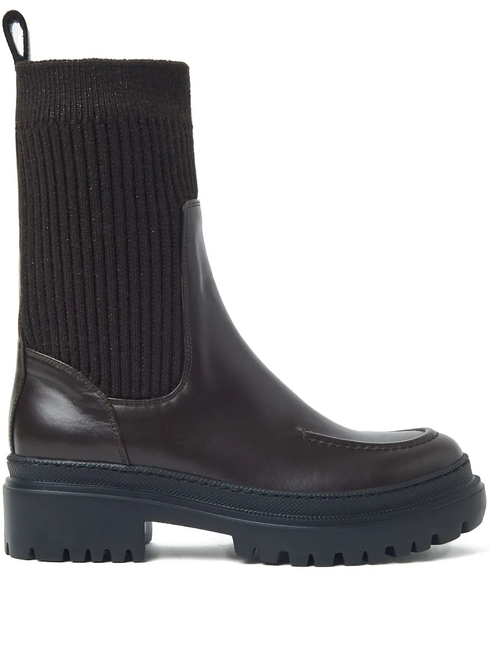 Peserico knitted-panel leather boots Brown