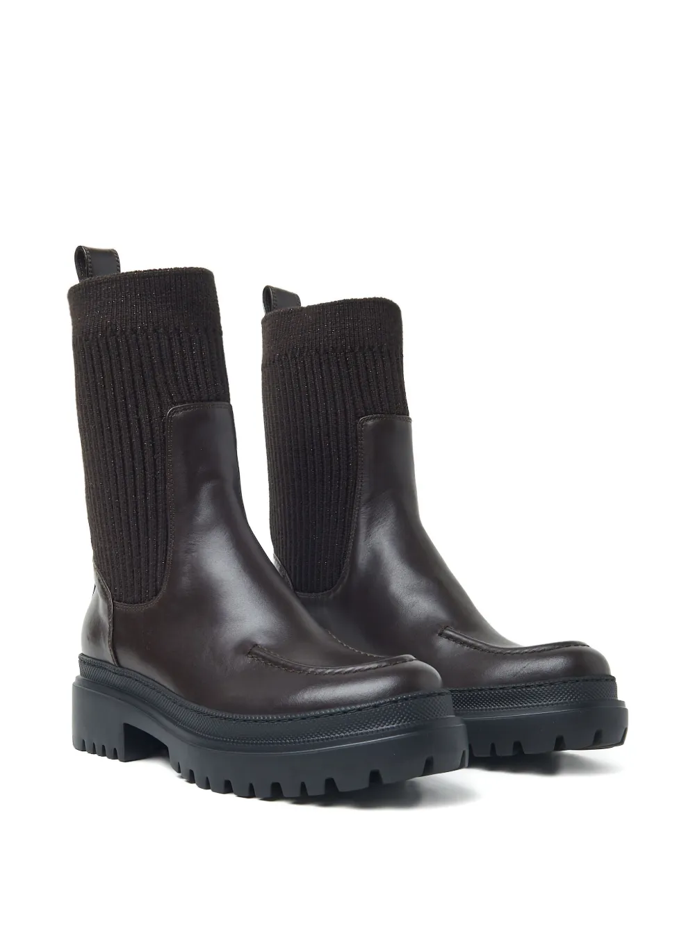 Peserico knitted-panel leather boots Brown