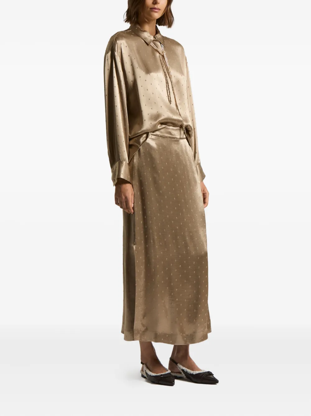 Peserico Dot-pattern Shirt In Gold