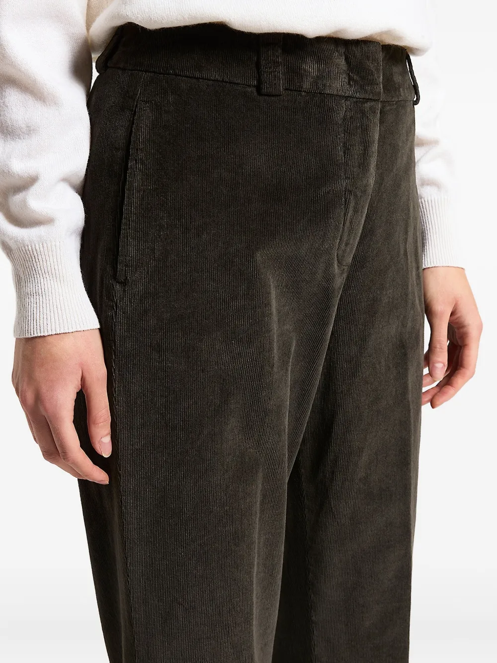 Peserico Broek met ribfluwelen textuur Bruin