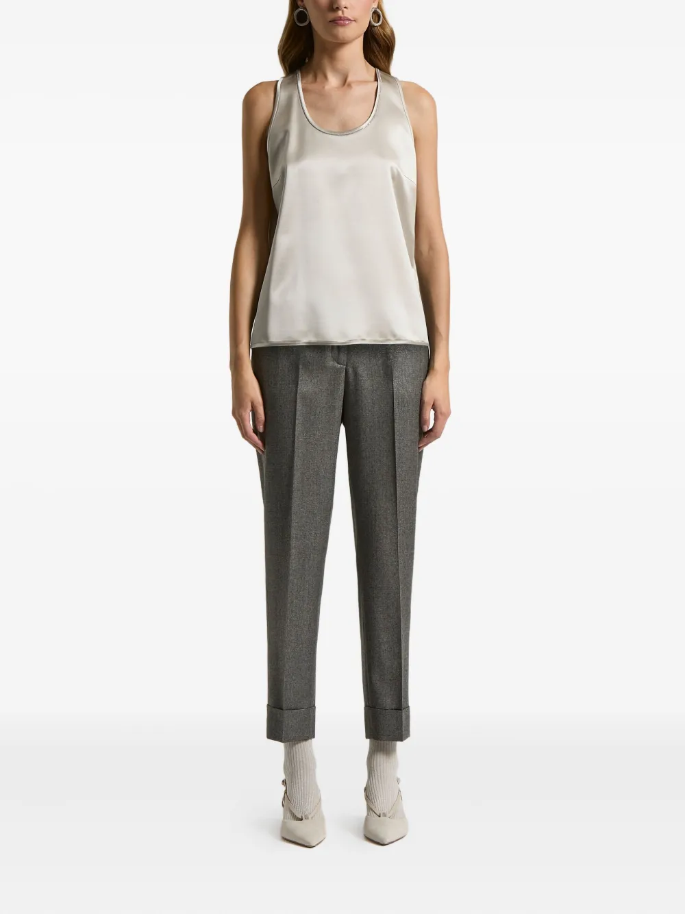 Peserico Cuffed Trousers In Gray
