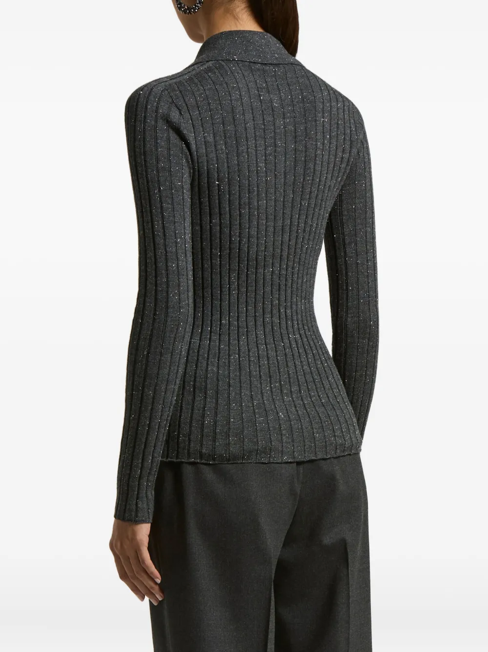 Peserico Ribbed Polo-neck Pullover In Gray