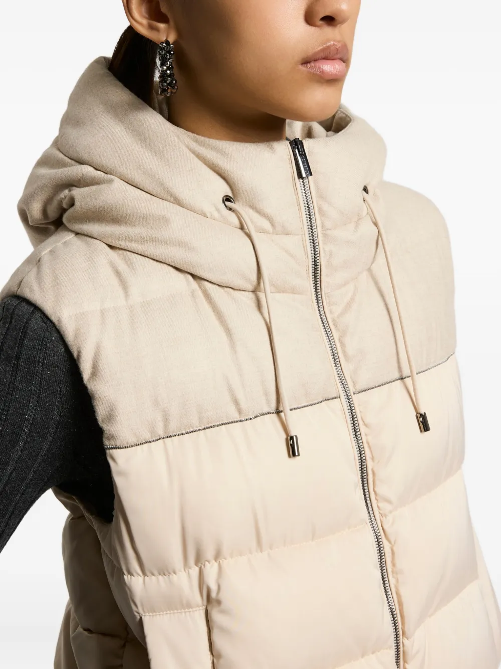 Peserico Bodywarmer met capuchon Beige
