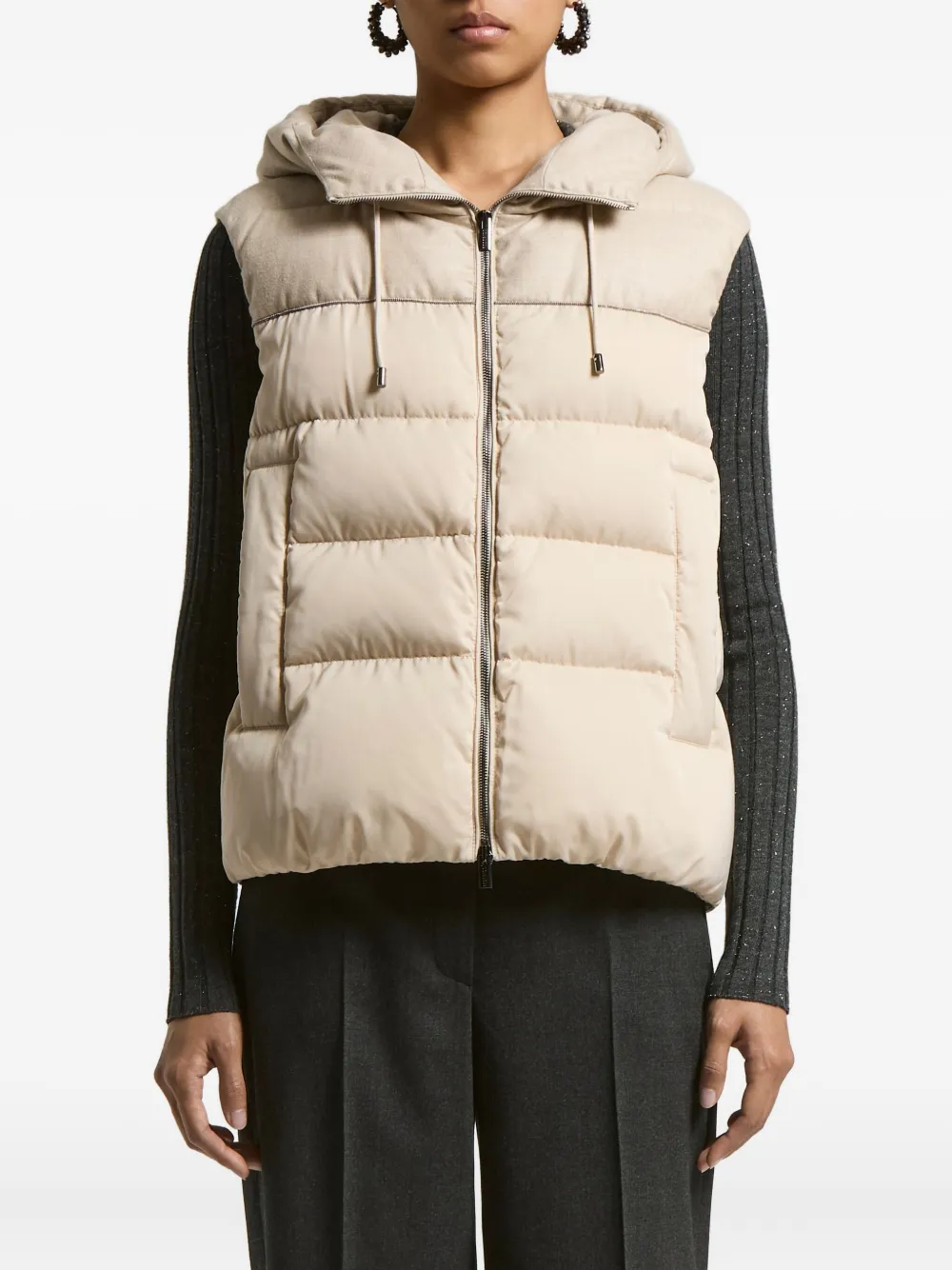 Peserico hooded quilted vest | Neutrals | Image 1