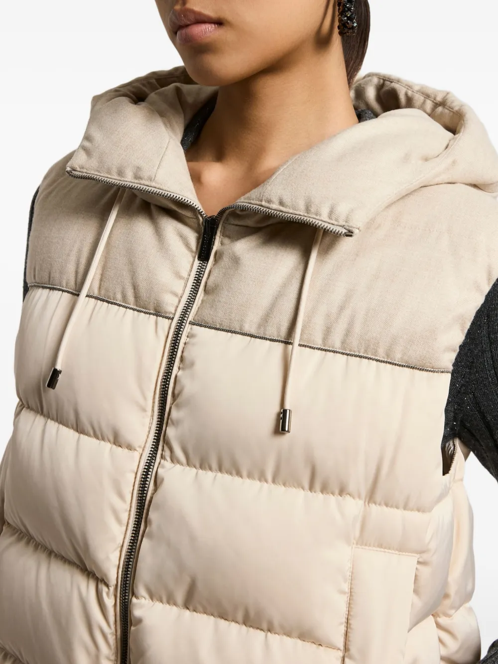 Peserico Bodywarmer met capuchon Beige