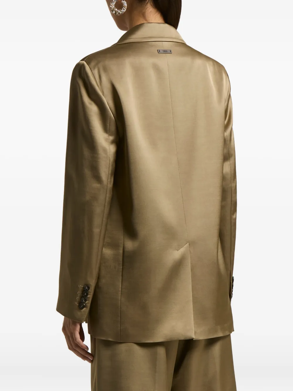 Peserico Double-breasted Satin Blazer In Brown
