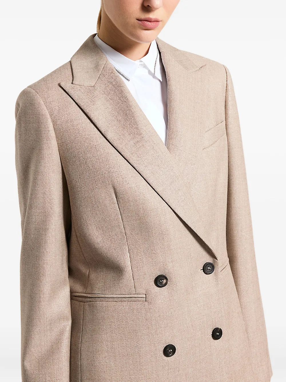 Peserico Houndstooth-pattern Double-breasted Blazer In Neutral