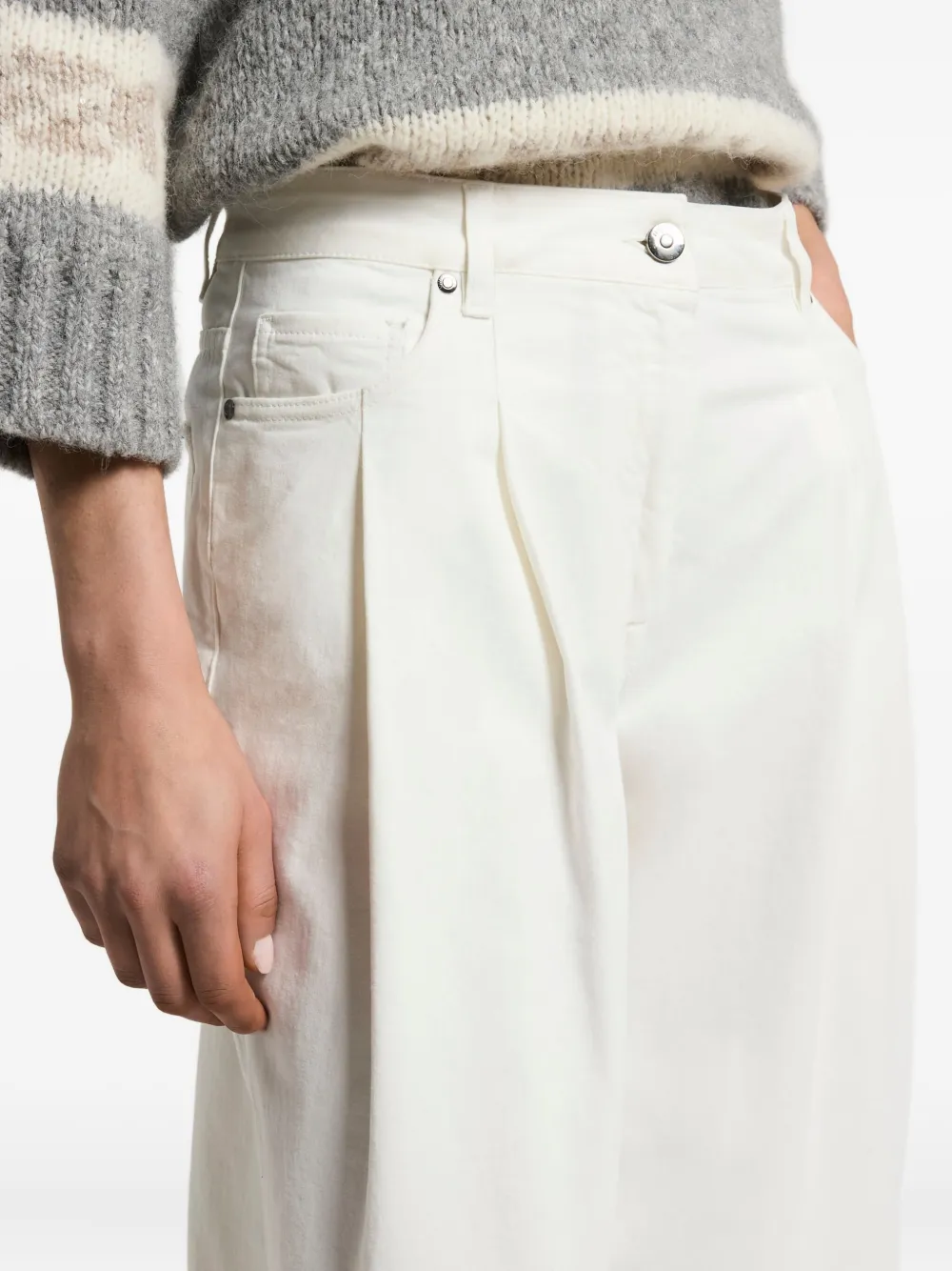 Peserico Jeans met geplooid detail Wit