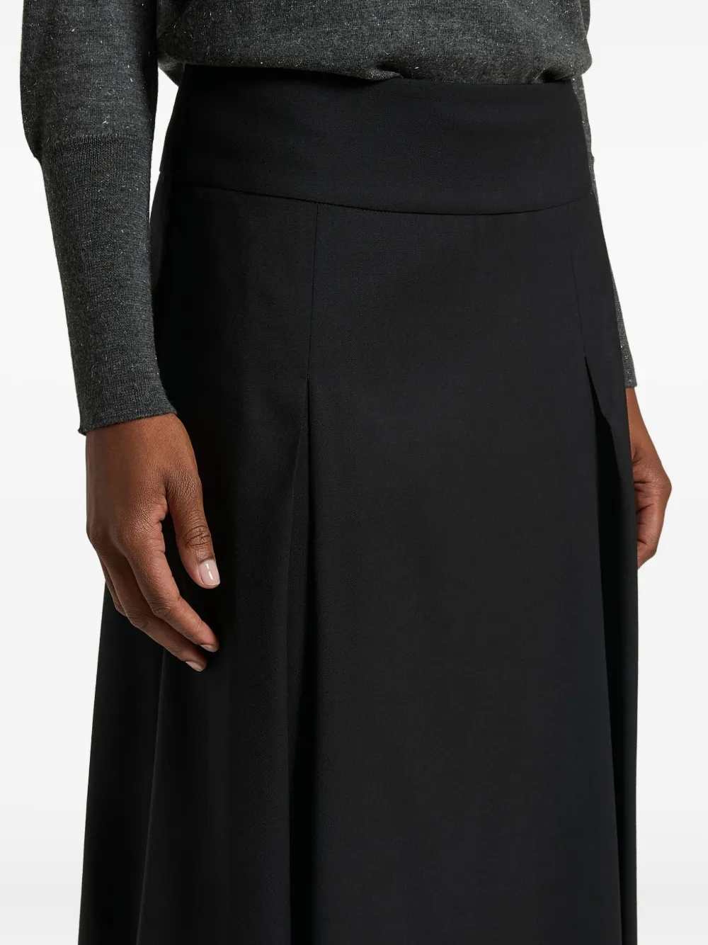 Peserico Pleated Midi Skirt In Black