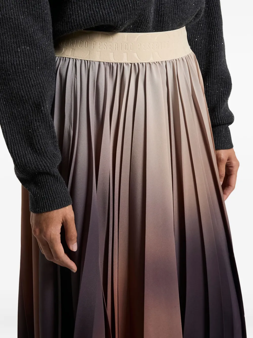 Peserico Pleated Ombre Midi Skirt In Brown