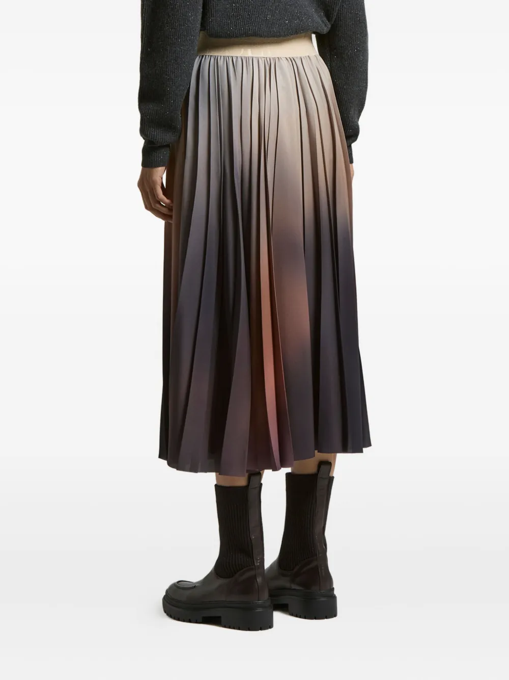 Peserico Pleated Ombre Midi Skirt In Brown