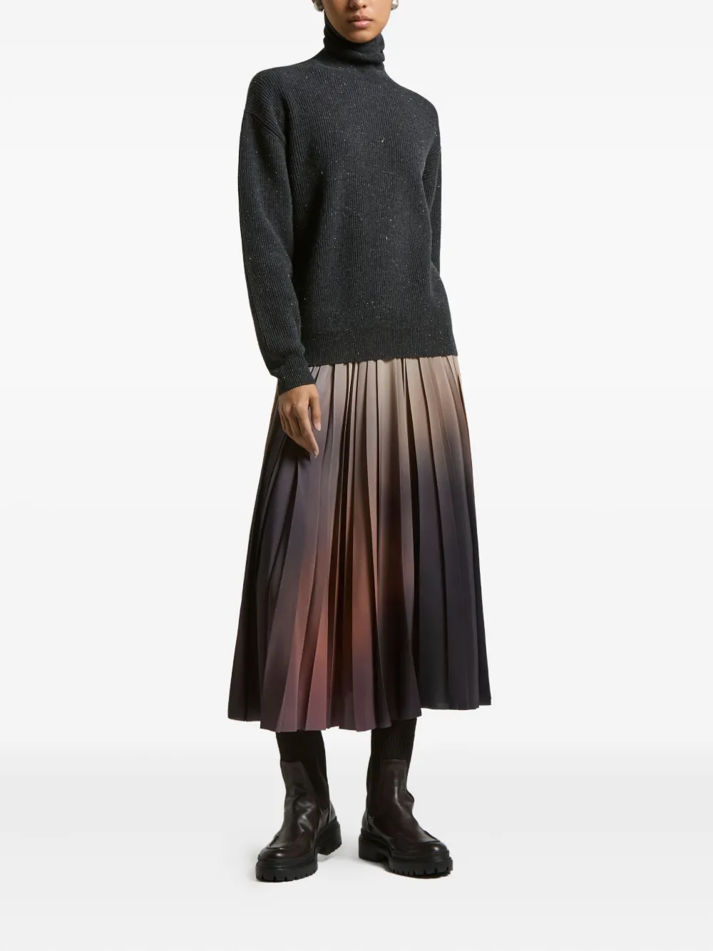 Peserico Rollkragenpullover In Glitter-optik In Black