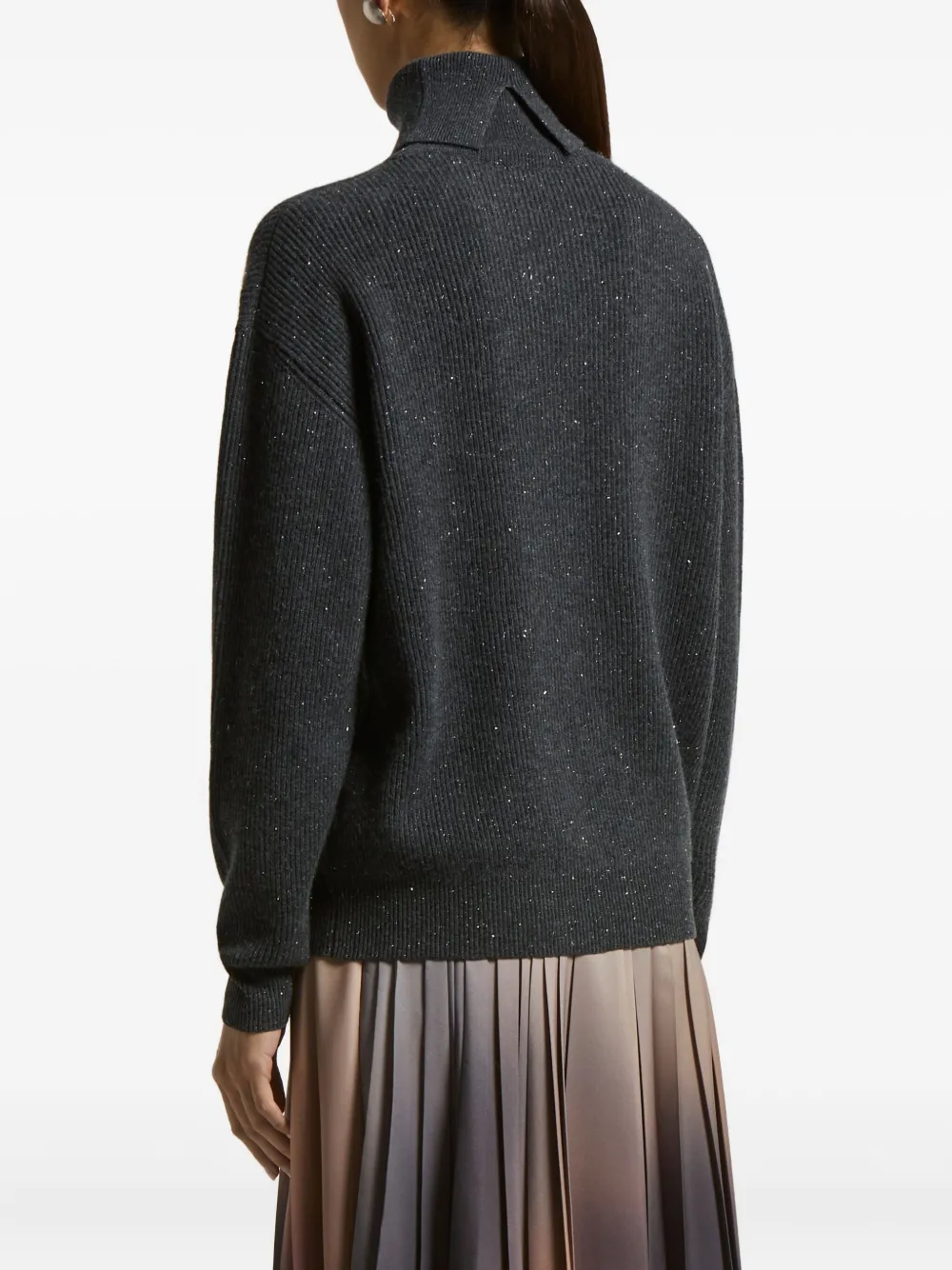 Peserico Rollkragenpullover In Glitter-optik In Black
