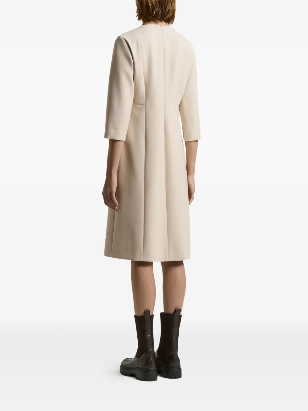 Peserico V-neck three-quarter sleeve dress - Beige