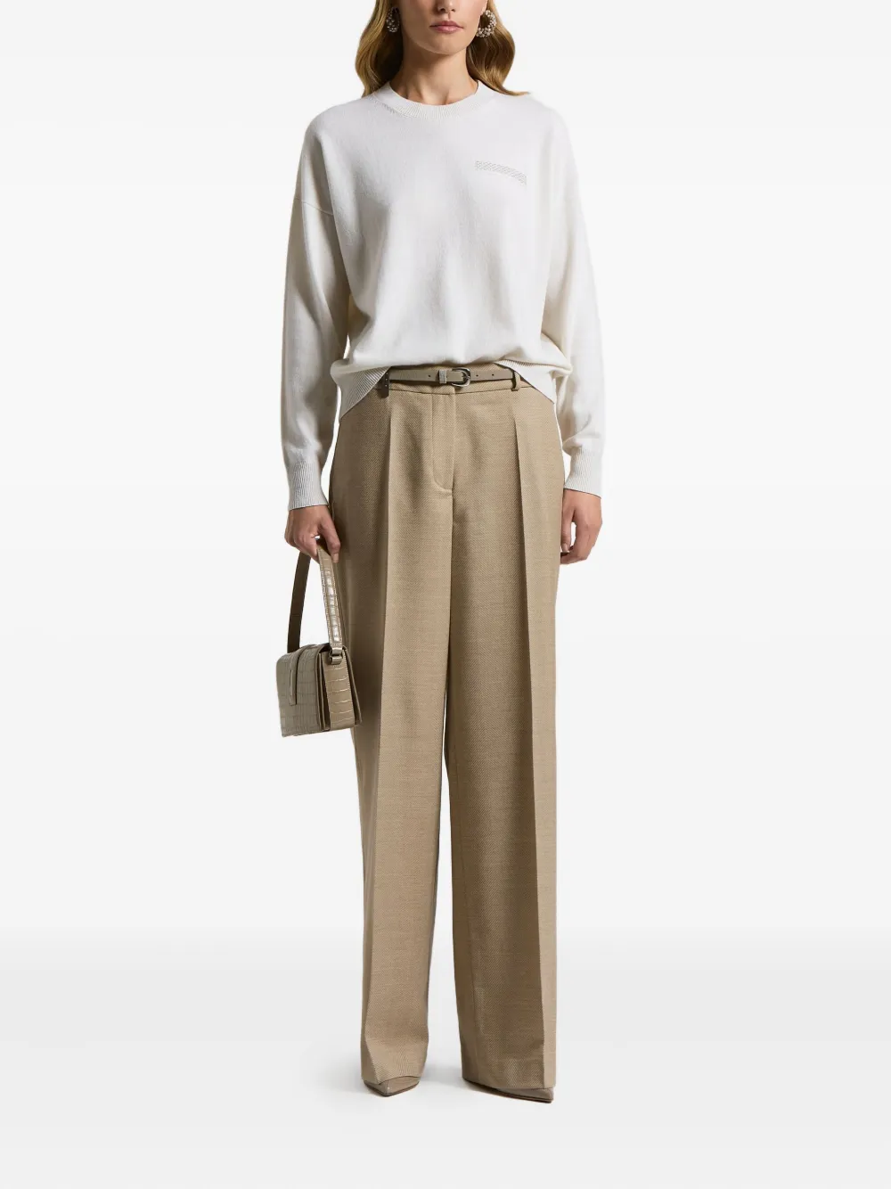 Peserico Broek met visgraatpatroon - Beige