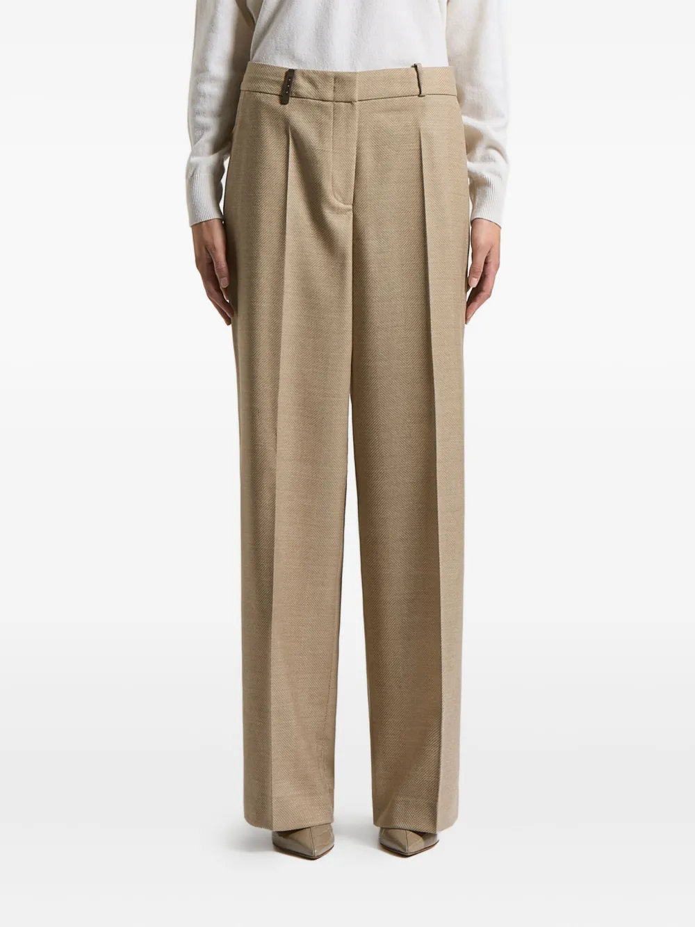 Peserico Herringbone Trousers In Brown