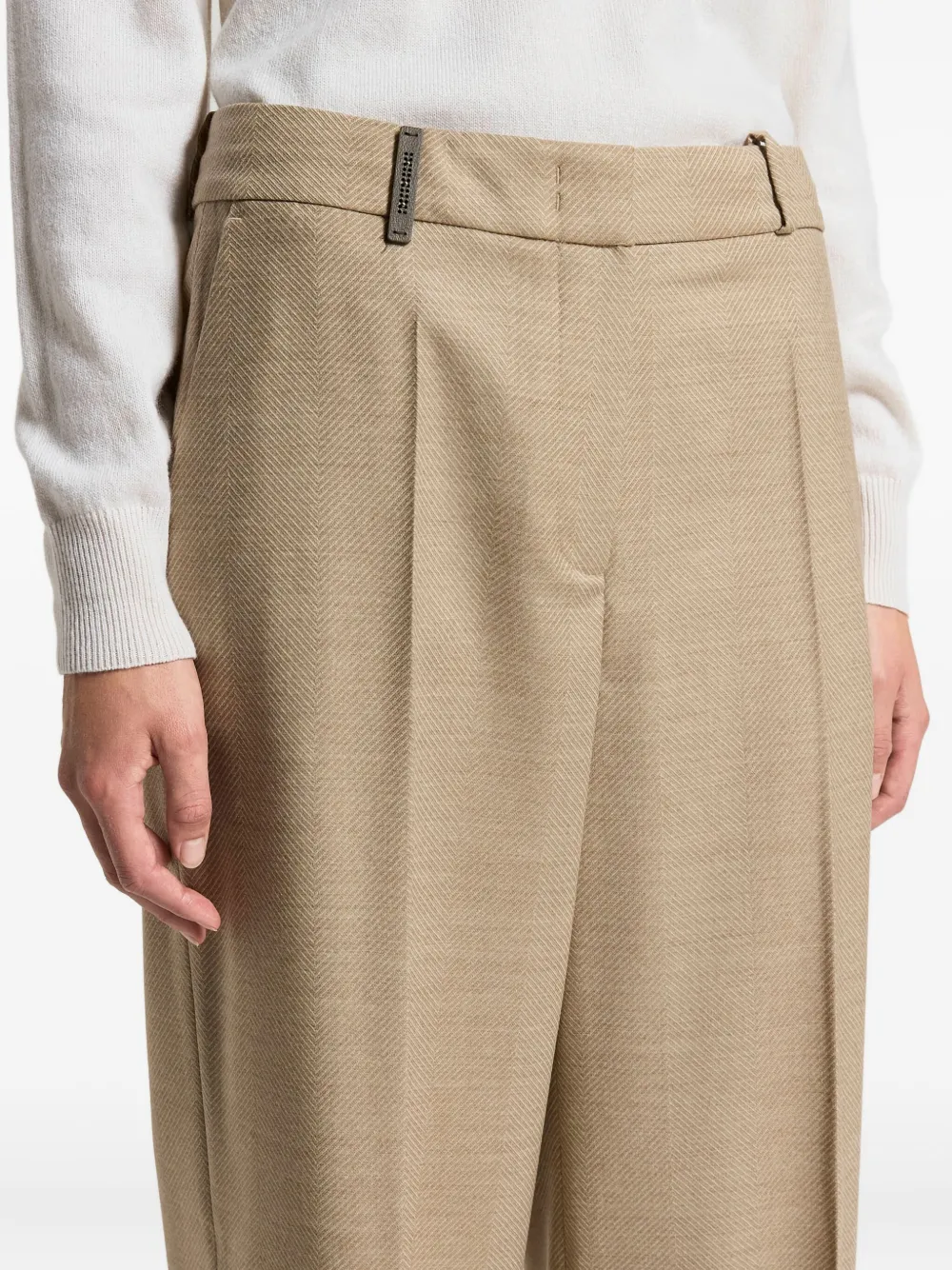 Peserico Herringbone Trousers In Brown