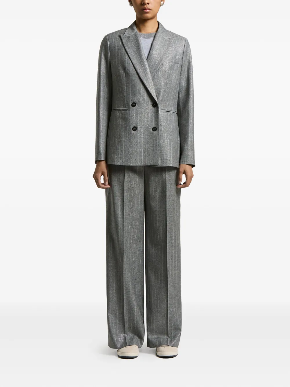 Peserico Pinstripe Double-breasted Blazer In Gray
