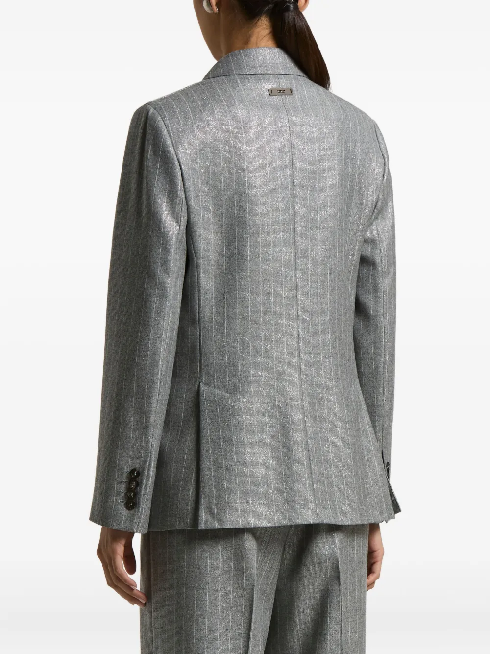 Peserico Pinstripe Double-breasted Blazer In Gray