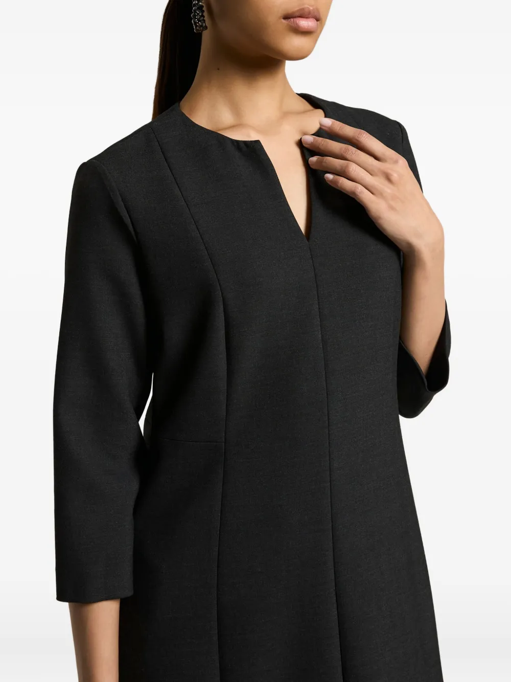 Peserico Mini-jurk met cropped mouwen en V-hals Grijs