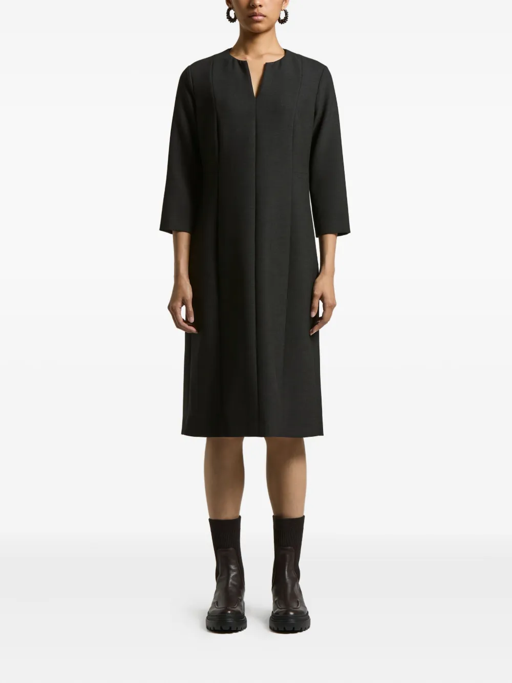 Peserico V-neck three-quarter sleeve midi dress | Grey | Image 1