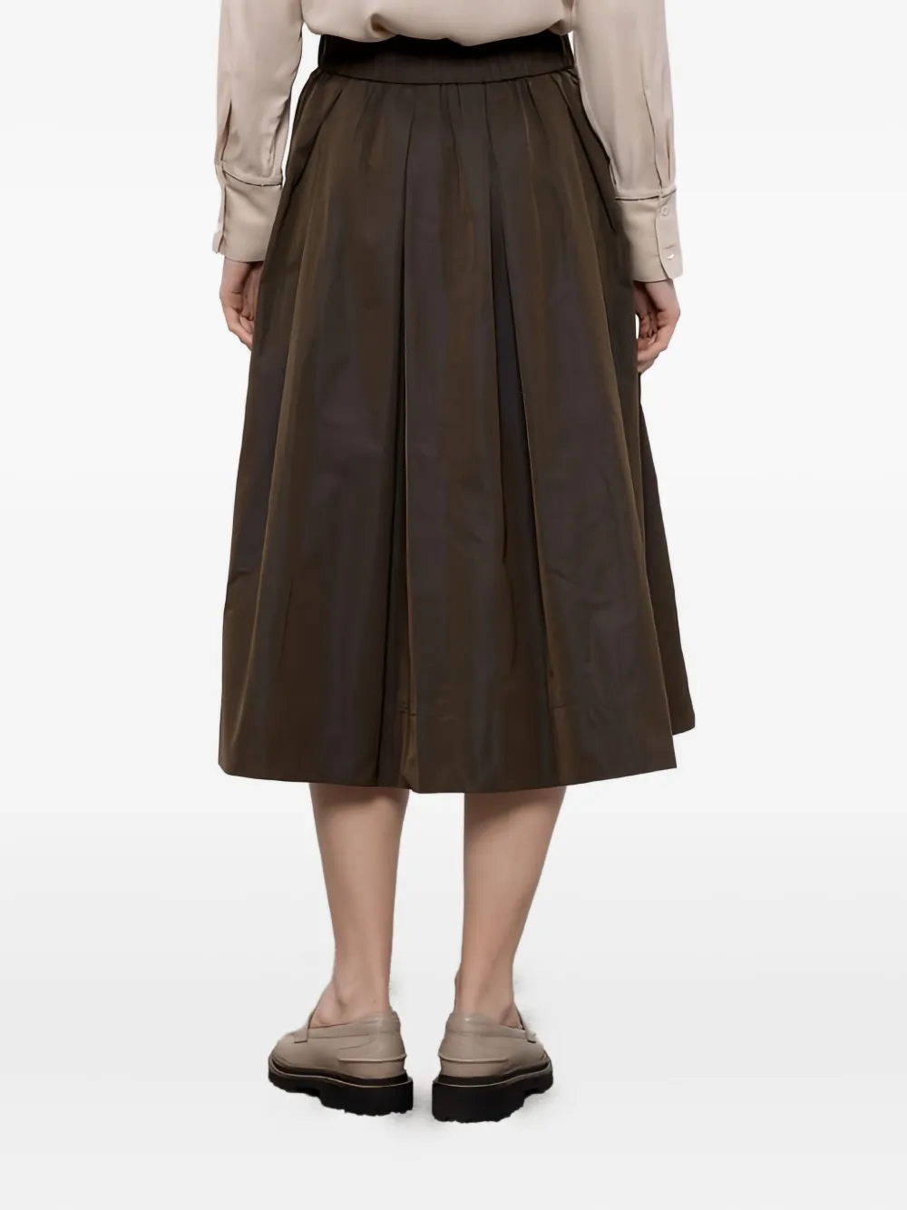 Peserico Side-pockets Pleated Midi Skirt In Brown
