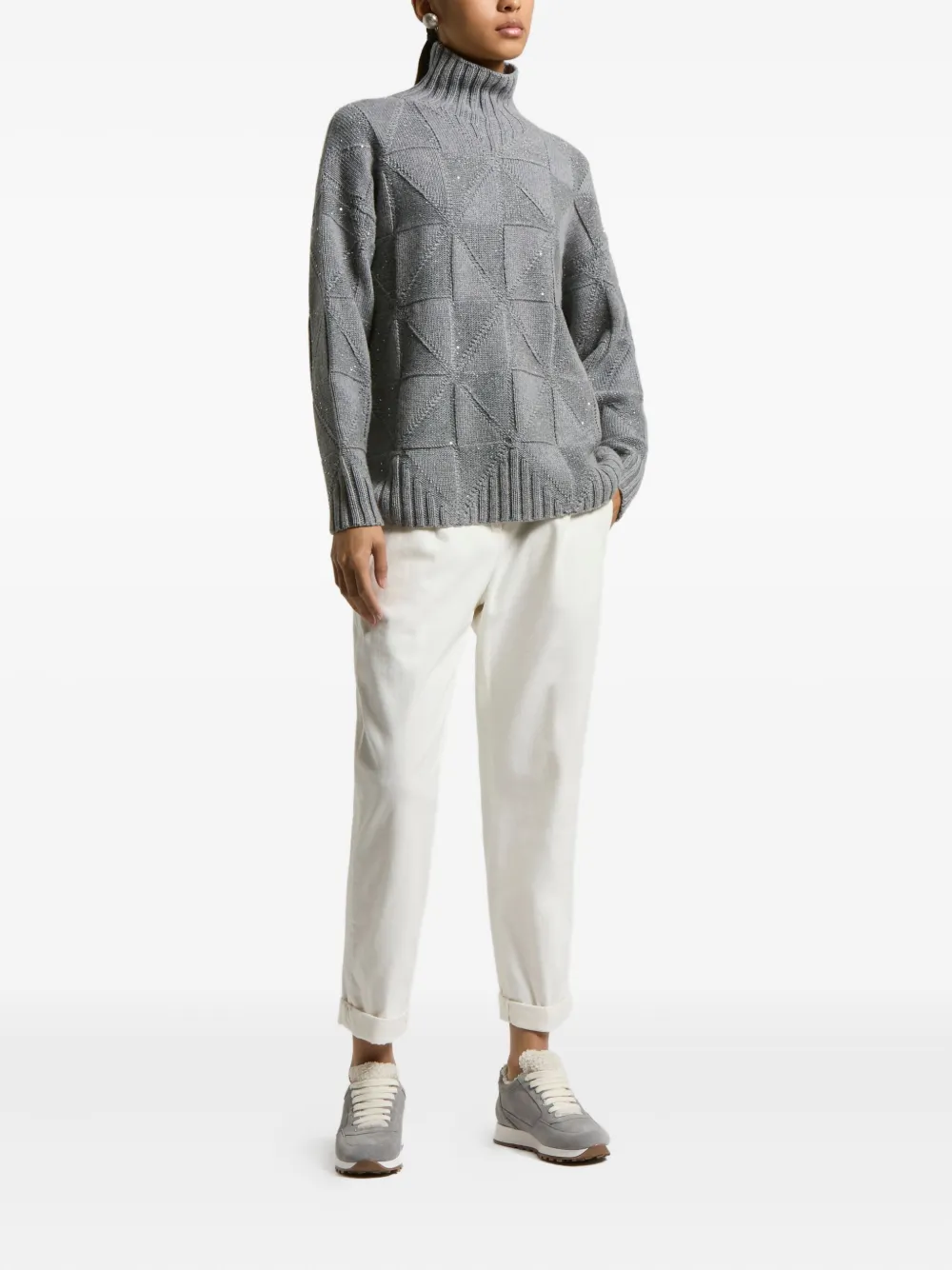 Peserico cuffed-hem trousers - Wit