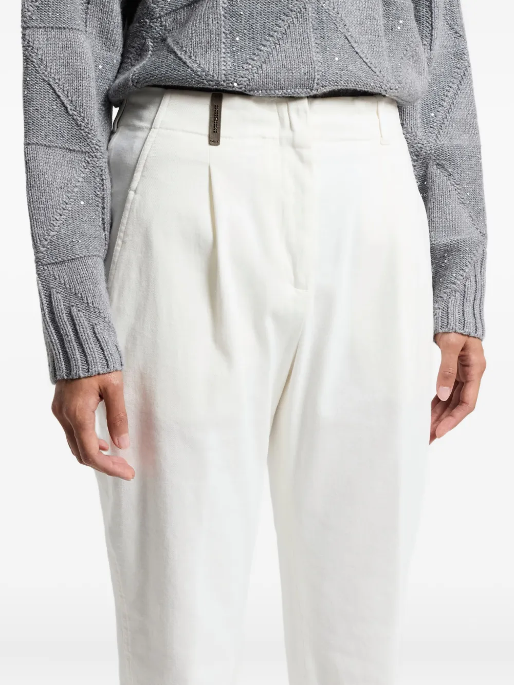 Peserico Cuffed-hem Trousers In White