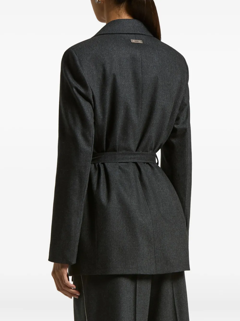 Peserico Belted Double-breasted Jacket In Gray
