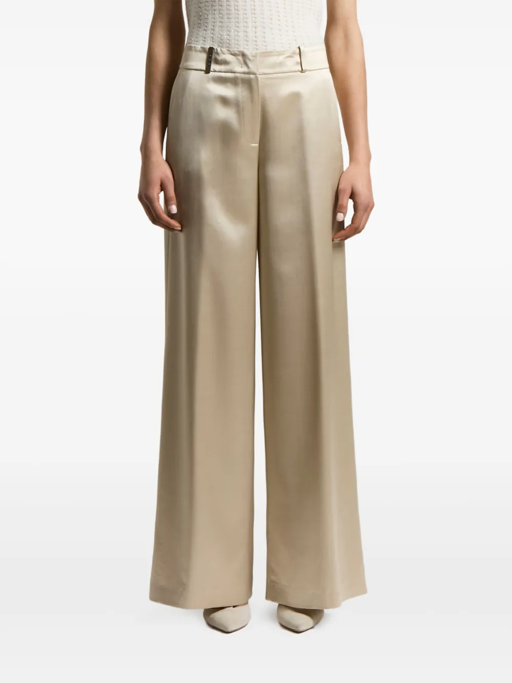 Peserico satin wide-leg trousers | Neutrals | Image 1