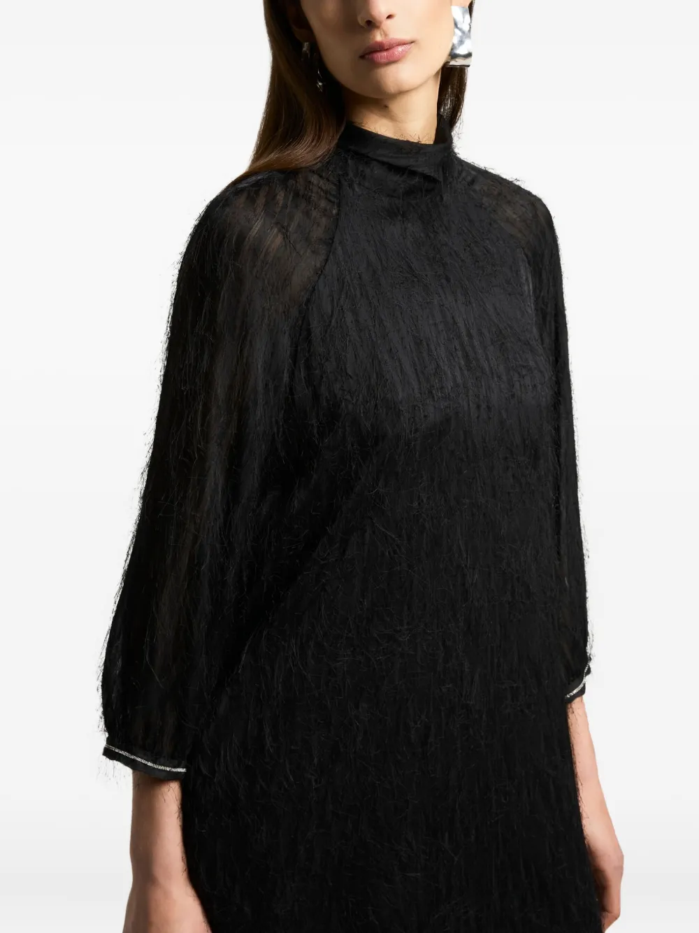 Peserico Mock-neck Midi Dress In Black