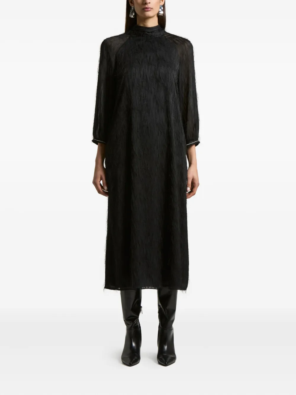 Peserico mock-neck midi dress | Black | Image 1