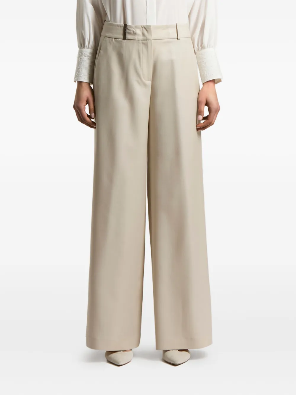 Peserico Wide-leg Trousers In Brown