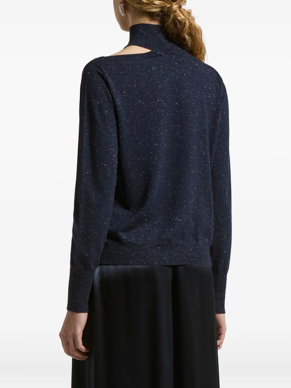 Peserico High-neck Cut-out Sweater In Blue