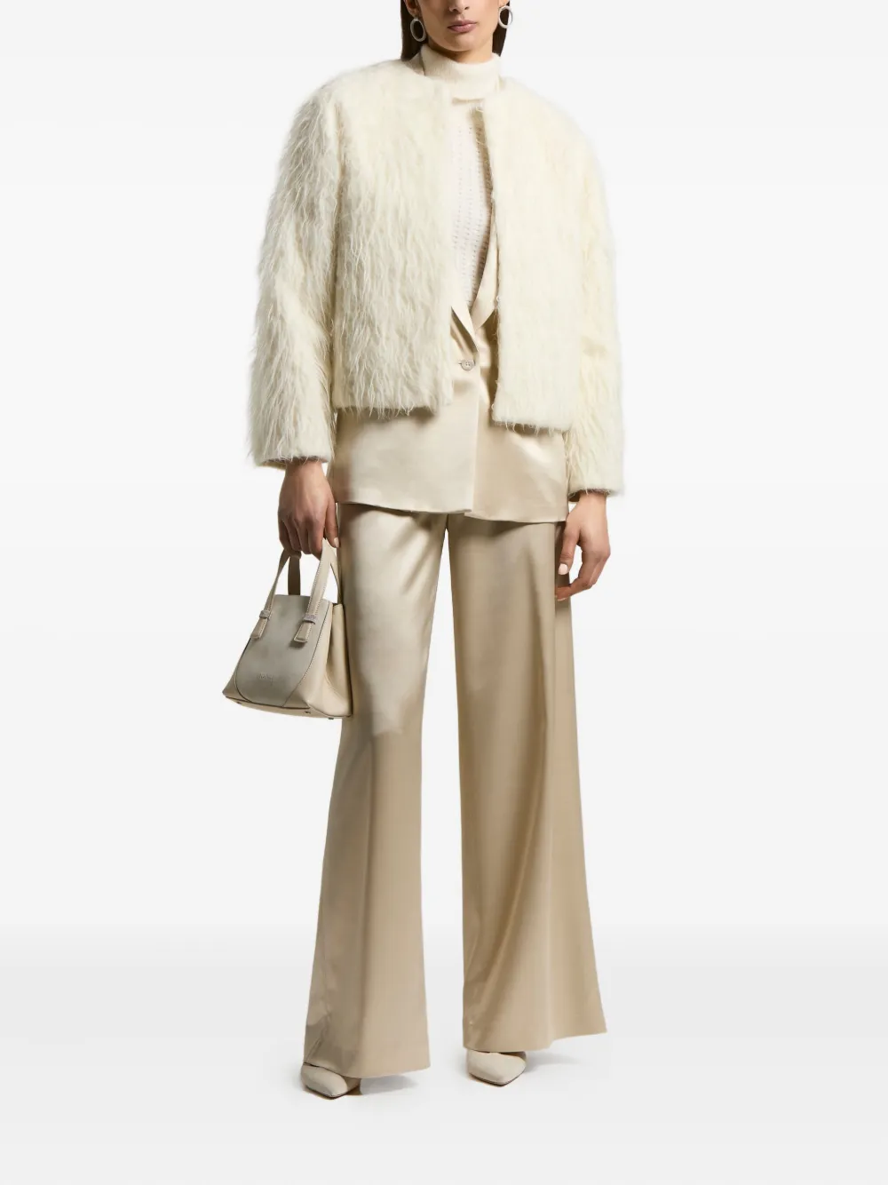 Peserico Faux-fur Jacket In Neutral